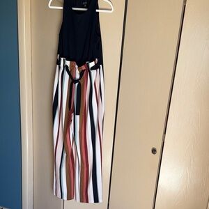 Spense Black and Multicolor Striped Jumpsuit